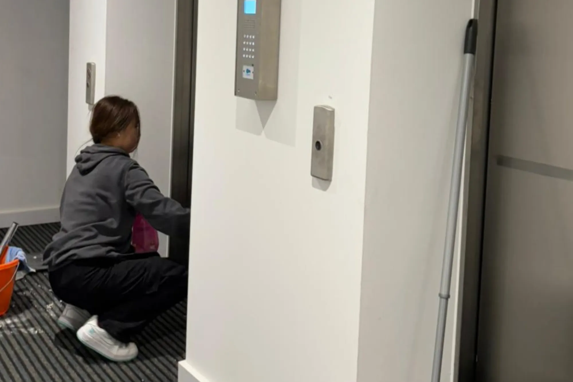 Professional cleaning service in modern office